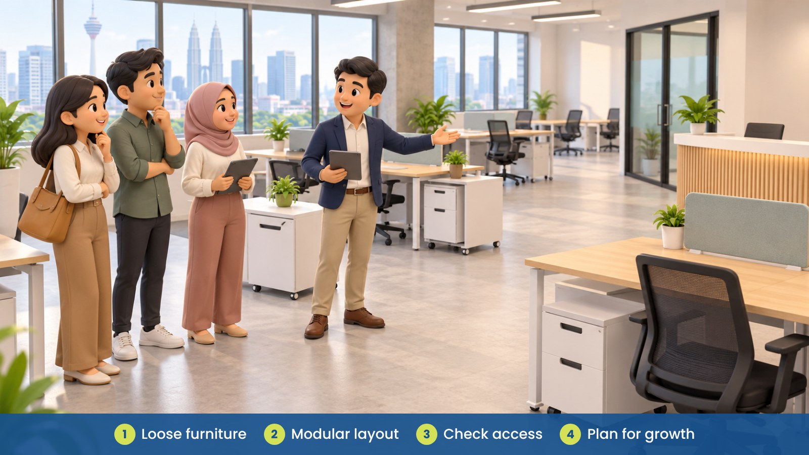 Before You Sign a New Office Lease in Kuala Lumpur: What to Check: Loose furniture, Modular layout, Check access, Plan for growth