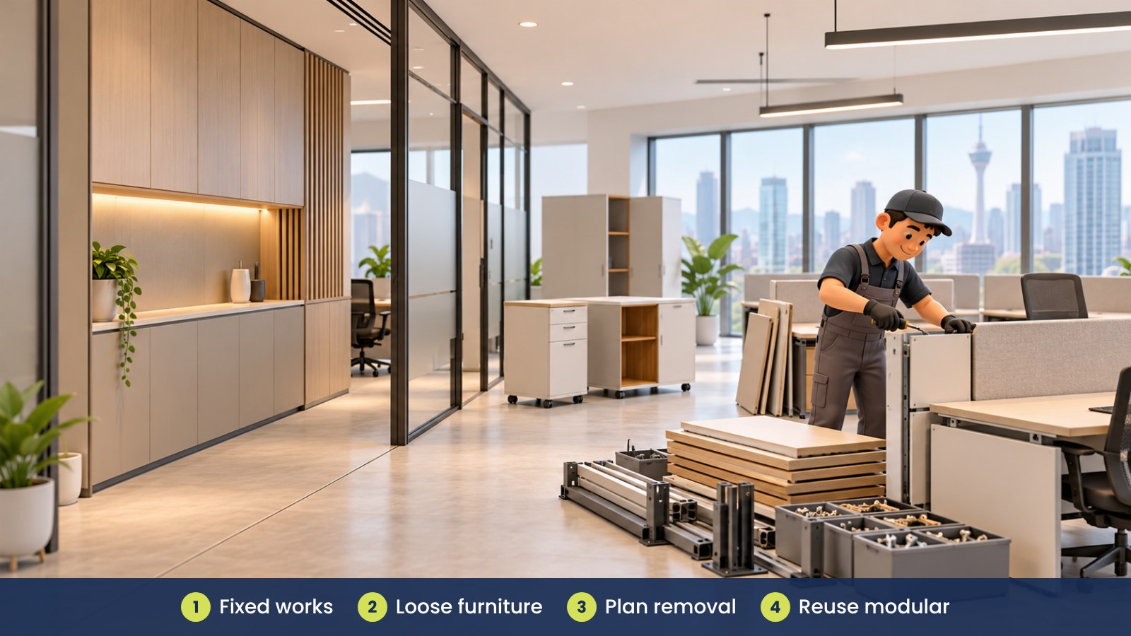 Ending an Office Lease: What Reinstatement Means for Tenants: Fixed works, Loose furniture, Plan removal, Reuse modular