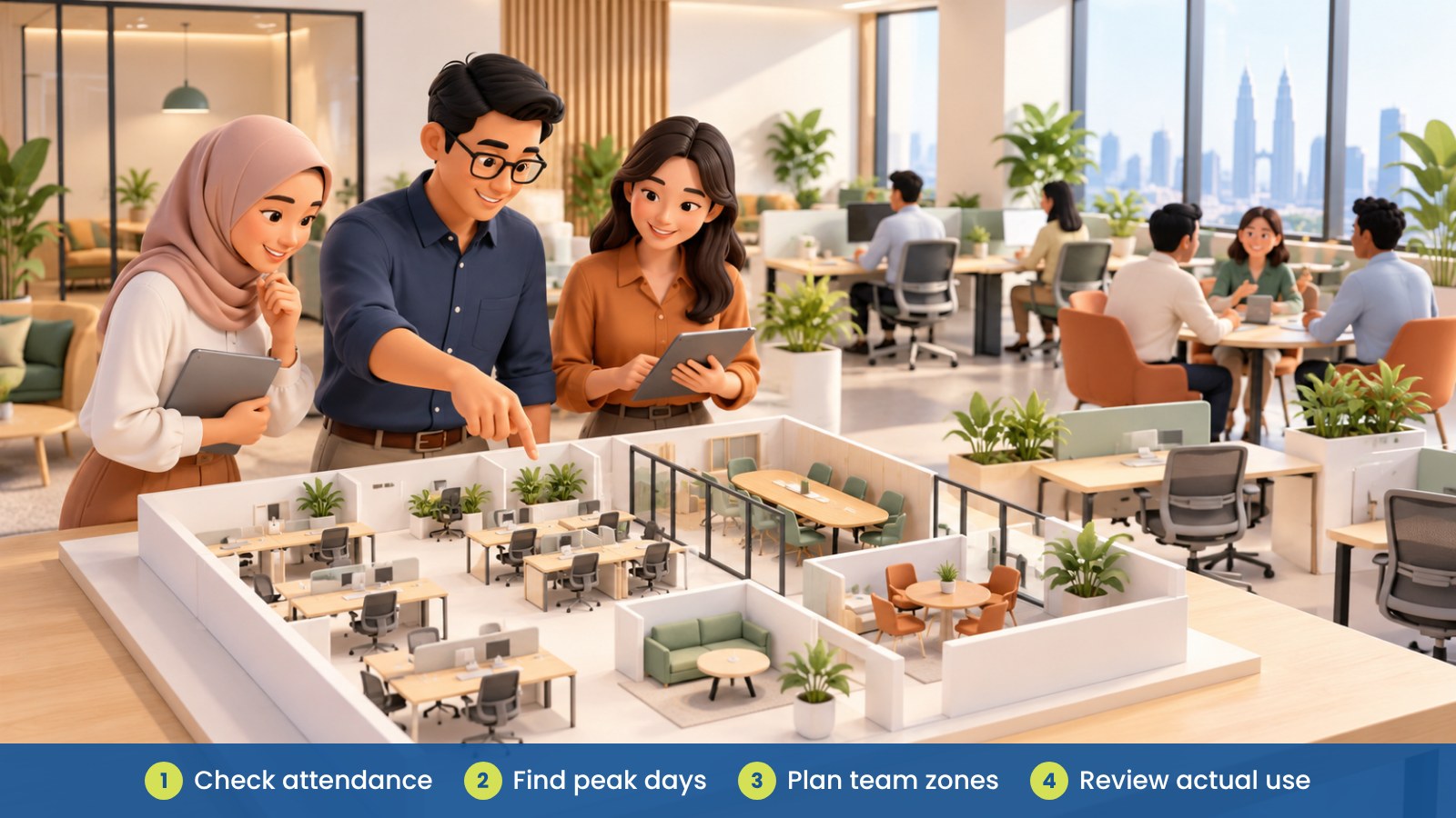 Hybrid Office Planning: How Many Desks Do You Really Need?: Check attendance, Find peak days, Plan team zones, Review actual use