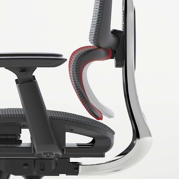 i-Bounty adaptive lumbar support in a split-waist backrest