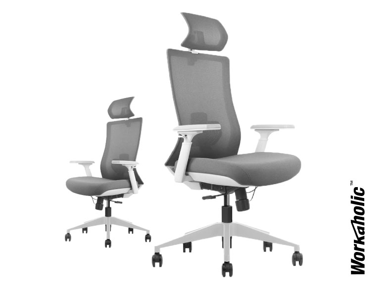 Workaholc™-i-Lunar-Mesh-Seating-Ergonomic-Chair-White-Slanted-Front-View