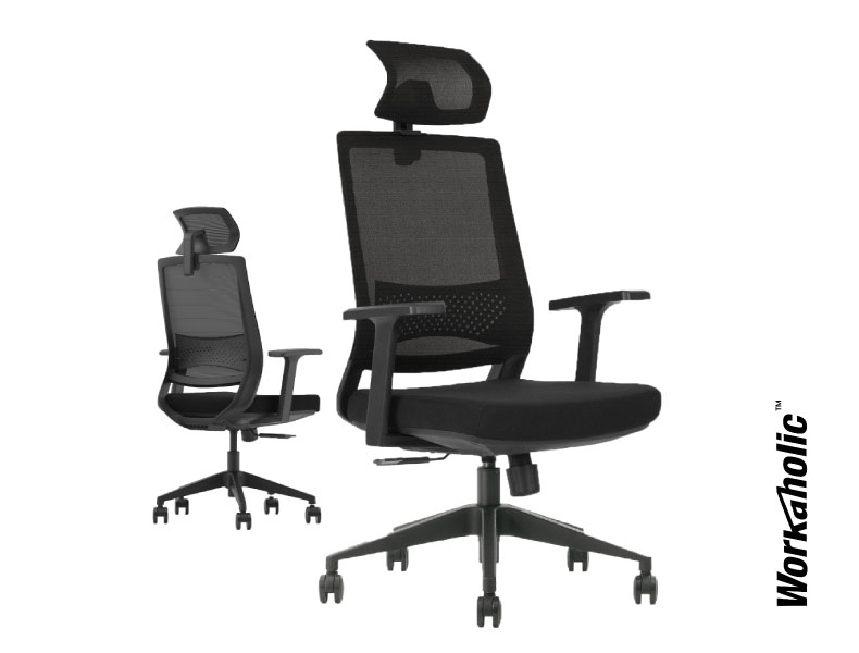 Workaholc™-i-Revol-Mesh-Seating-Ergonomic-Chair-Slanted-Front-View