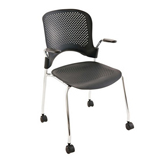 Floyd Series Chrome Black Side Seating Chair with Armrest & Castor