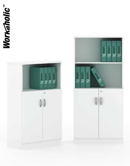 Workaholic™-F-Series-Wooden-Half-Open-Shelf&Swing-Door-Cabinet