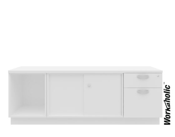 Workaholic™ 1600MM Width Cabinet Set Open Shelf + Sliding Door + 2 Drawers