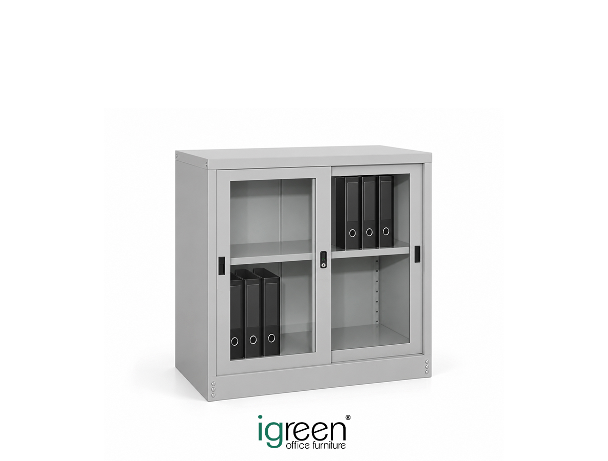 Workaholic™ Steel Storage Low Cabinet Glass Sliding Door