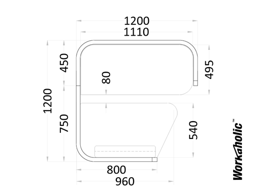 Workaholic™-Vert-Seating-Booth-Measurements