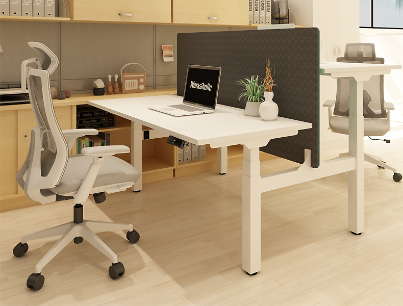 Workaholic™ E7 premium dual bench adjustable standing desk_